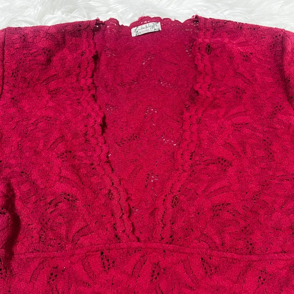 Hot! ✵☽Free People☾✵ Red Lace Bodycon Mini Dress | Small - Picture 6 of 12